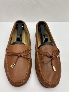 Michael Kors Brown Leather Bow Moccasin Loafers, SZ 6.5 M, box 38